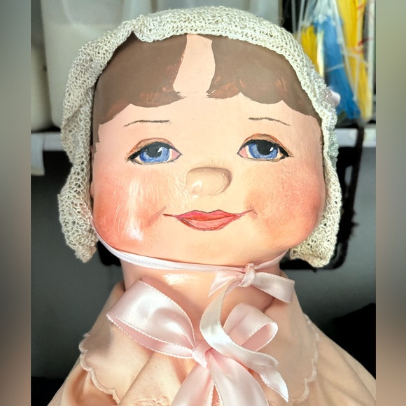 Very Large VTG Handmade And Painted Cloth Dolls,Little Girl & Her Baby Doll,1997 - Picture 6 of 6